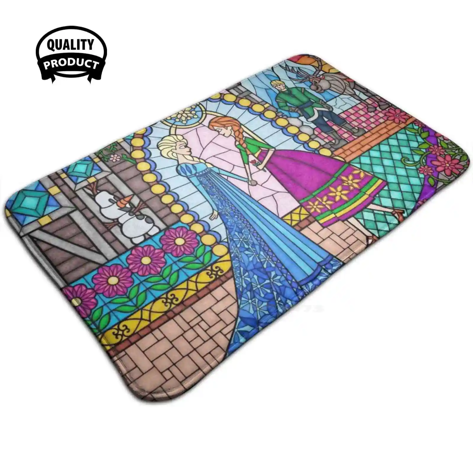 Sisterly Love In The Stained Glass Window Soft House Family Tappetino Antiscivolo Tappeto Tappeto Elsa Anna Olaf Sven Krimoff Sisters Love