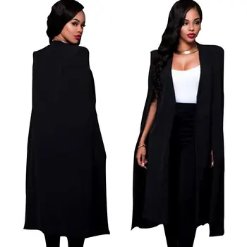 

Plus Size Women Blazer Elegant Long Cloak Coat High Quality Cape White/Black Color Office Daily High Street Blazer feminino