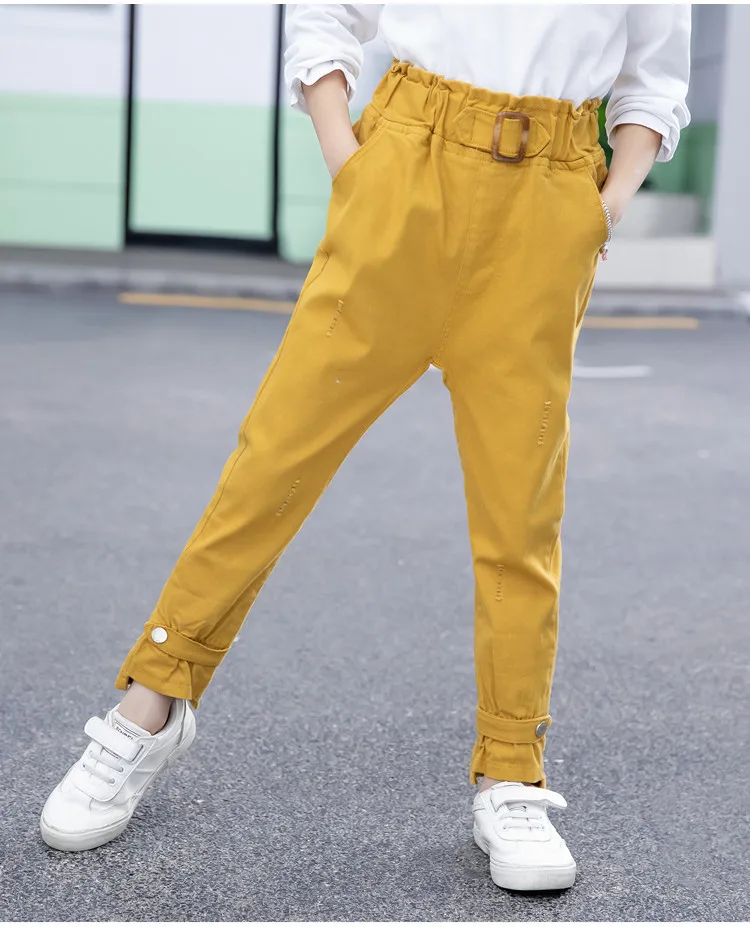 Autumn New Style GIRL'S Pants Korean-style Big Boy Solid Color Casual Pants Western Style GIRL'S Spring And Autumn Trousers