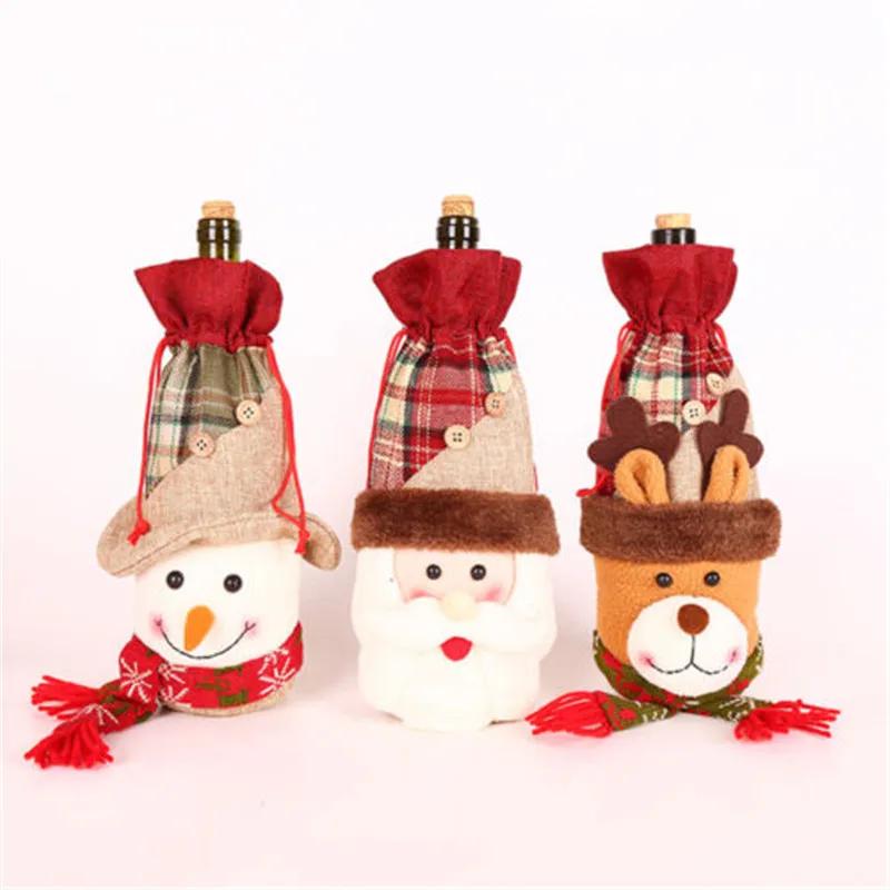 

Christmas Wine Bottle Cloth Cover Santa Snowman Party Ornament Home Table Xmas Decoration Bottle Set Decor Bag Festive Item