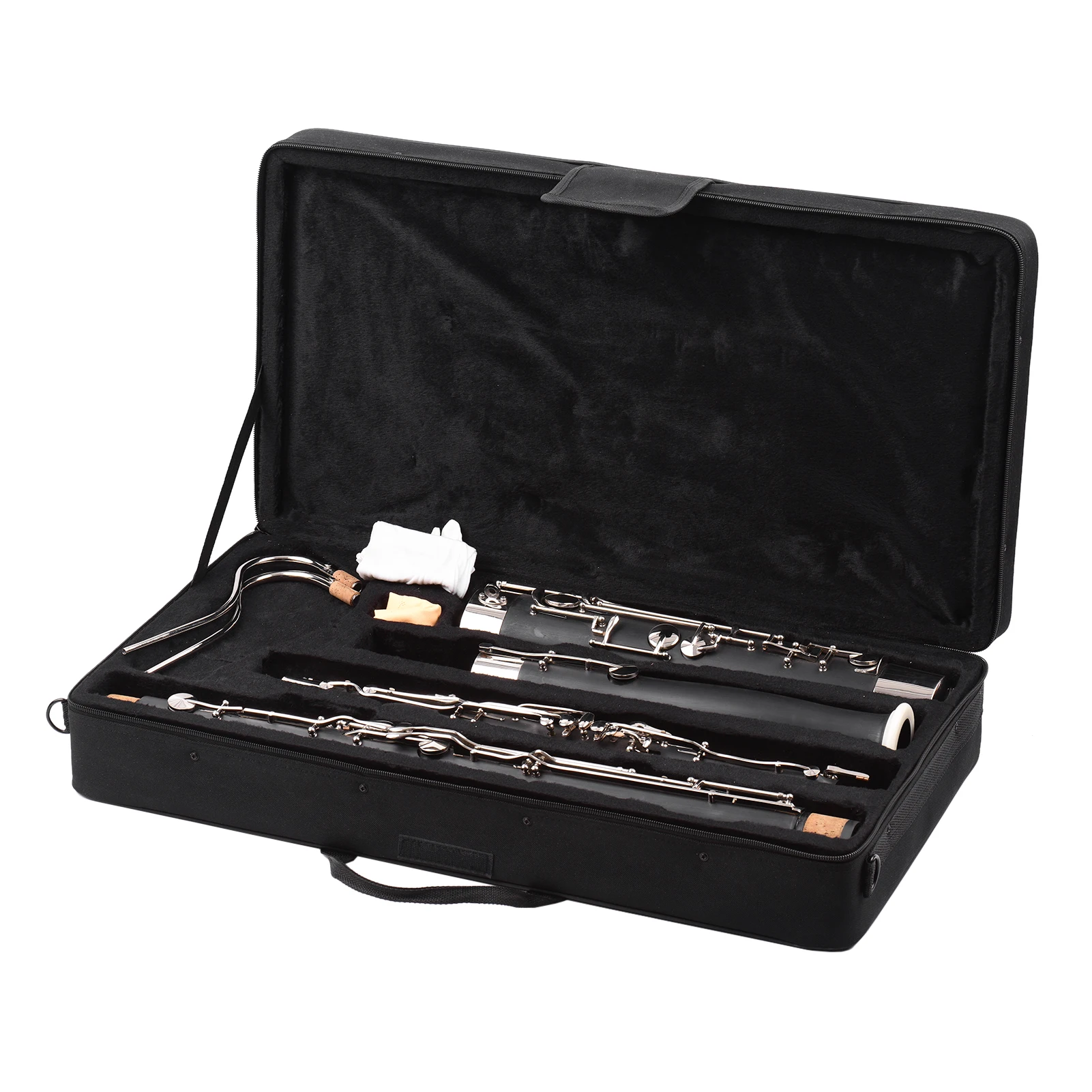 Professional C Key Bassoon Woodwind Instrument Synthetic Wood Body Cupronickel Nickel-Plated Keys with Reed Gloves Cleaning