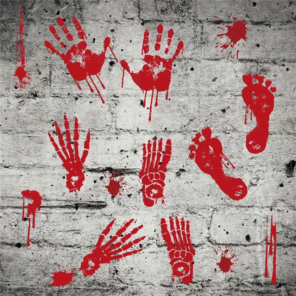 Bloody Footprint and Blood SpatsjokePrankhalloweenDecoration