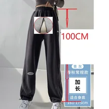 

2021 New Pants Zipper Open Gray Sweatpants Women Loose-fitting Nine Points Straight-legged Wide-legged Pants I Tide Pants Thin