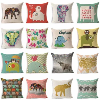

Elephant Owl Pattern Cotton Linen Throw Pillow Cushion Cover Cartoon Car Home Sofa Bed Decorative Pillowcase Funda Cojin 40238