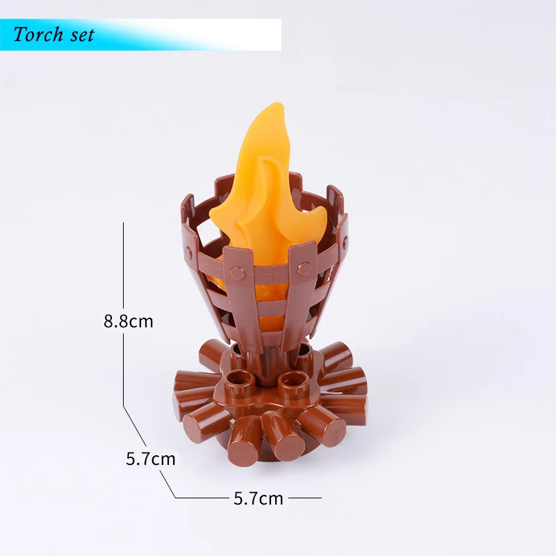 Torch set Большой размер блоки аксессуары игрушки Совместимые Duploed кирпич DIY Строительные кирпичи колесо обозрения Seesaw части для детей подарок для детей - Цвет: Torch set