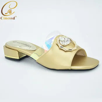 

New Fashion Style Women Pumps 2020 Special Arrivals Wedding Gold Color Nigeriain Shoes Ladies Shoes Summer Slippers Good Quality