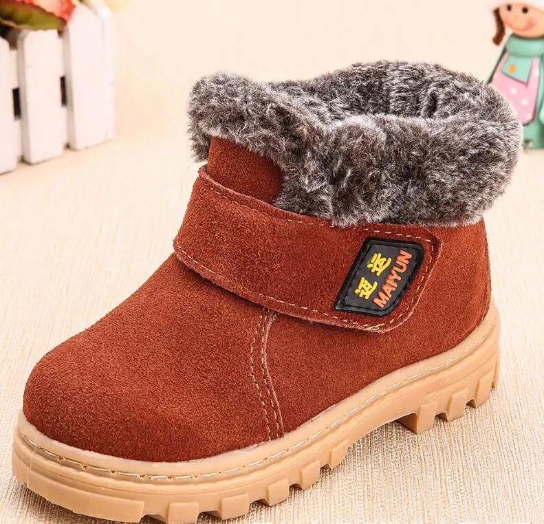 

Genuine Leather Kids Martin Boots Boys Snow Shoes Waterproof Warm Fur Children Ankle Boots Toddler Boys Winter Sneakers 2019