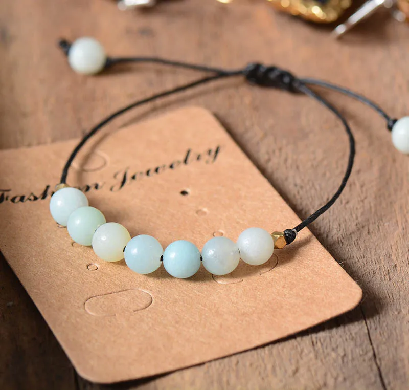 Simple Bohemian Bracelet Fashion Amazonite Bead Adjustable Bracelet Beaded Women Friendship Bracelets Gift Jewelry