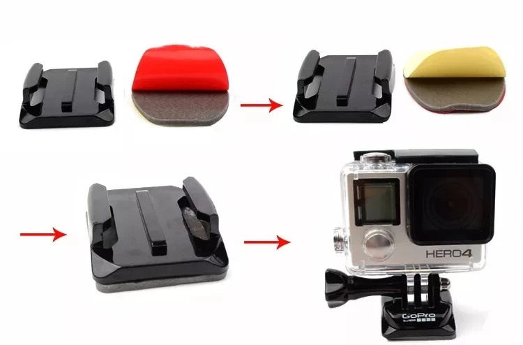 Плоский изогнутый базовый держатель и клейкие наклейки крепление для GoPro Hero 8 7 5 4 3