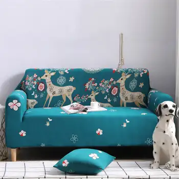 

Perfect Green sectional sofa cover elastic corner couch covers with Little Deer for living room Summer Winter of cover sofa