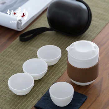 

Simple Ceramics Tea Set Portable Travel Handmade Chinese Fine Bone Living Room Kung Fu Tea Set Juego De Te Teaware Sets DB60CJ