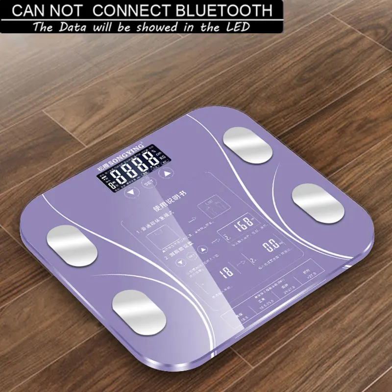 Purple Smart Body Fat Scale lcd цифровой беспроводной телефон получить ИМТ монитор веса анализатор здоровья фитнес похудение инструменты весы - Цвет: Purple