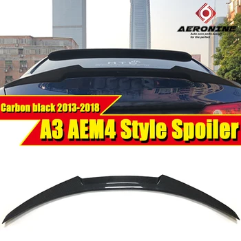 

For Audi A3 A3Q sedan duckbill Rear Spoiler M4 Style High Kick Carbon Fiber Black Rear trunk Lid Boot Lip wing Spoiler 2013-2018