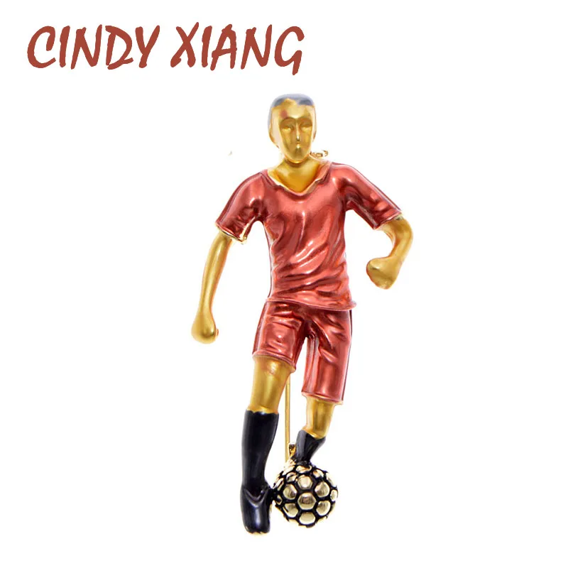 CINDY XIANG 4 Colors Enamel Football Player Brooch Vivid Design Sport Man Brooch Pin Fashion Jewelry Good Gift