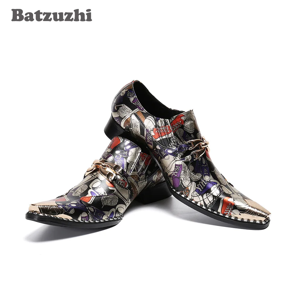 Batzuzhi Fashion Oxford Shoes for Men Pointed Toe Men's Genuine Leather Dress Shoes Color Party and Wedding zapatos de hombre