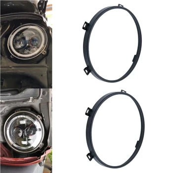 

Black/Chrome 7Inch Round LED Headlamp Bezel Cover Mounting Bracket Ring for Jeep Wrangler JK 2007-2016