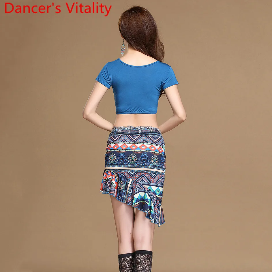 Belly Dance Practice Clothes Women Beginners Short Sleeve Cropped Top Skirt Oriental Indian Dancing Performance Training Costume