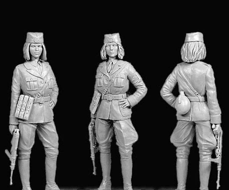 1/16 масштабная Неокрашенная фигурка из смолы, коллекционная фигурка женщины-солдата