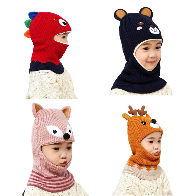 Doitbest-Sombrero de niña chico de 2 a 6 años, gorro de invierno a prueba de viento con dibujos de animales, gorro de punto para niños y niñas