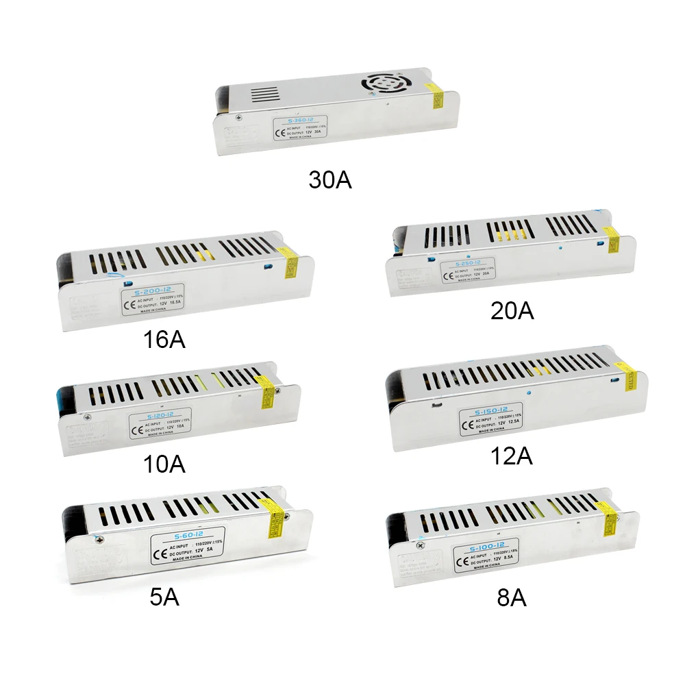 DC12V Питание 5A 8.5A 10A 12A 16A 20A 30A трансформаторы для Светодиодный светильник ing адаптер