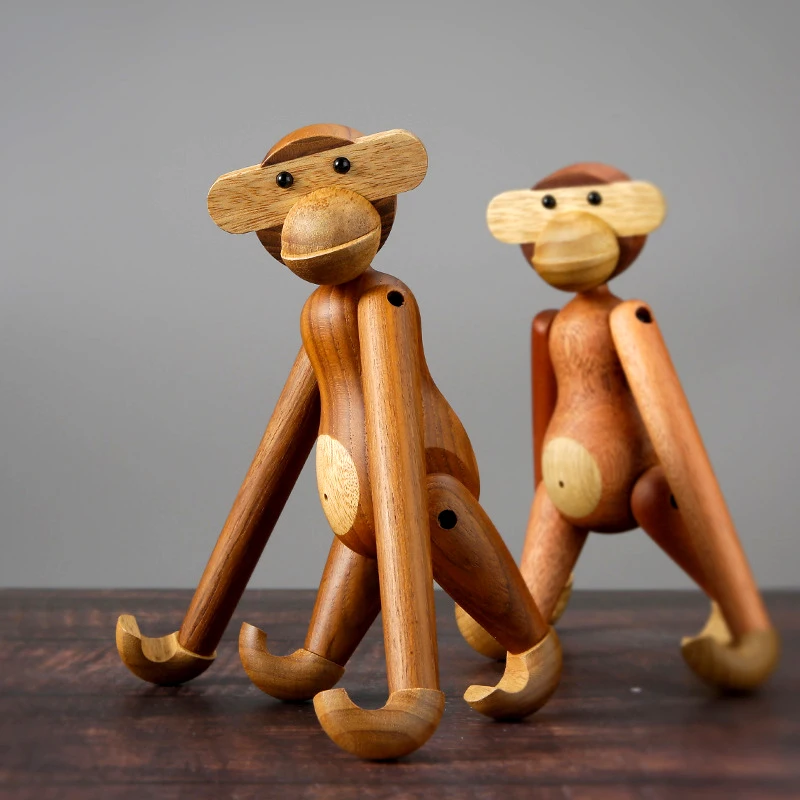 

Wooden Small Animal Small Monkey Model Puppet Toy Advanced Gift Children Room Bedroom Living Room Home Decoration Creative Gift