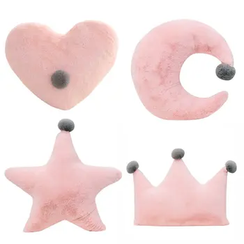 

Fuwatacchi Comfort Seat Cushion Plush Pink Star Moon Heart Crown Pillow Stuffed Soft Home Sofa Decor Cushion Birthday Gift
