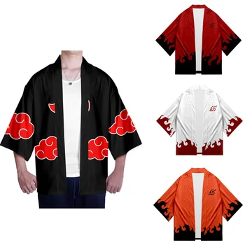 

Hot Anime Cosplay Costumes Naruto Robe Clothes Uzumaki Akatsuki Robe Haruno Sakura Costume Men Short Sleeve Coat Top Clothes