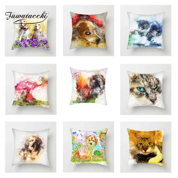 

Fuwatacchi Colorful Animals Cushion Cover Flamingo Poppy Kitty Dogs Throw Pillow Cover Decorative Pillow Cover Sofa Pillowcase