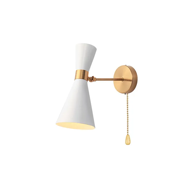 Modern Wall Sconce Adjustable Corridor Wall Bed Lamp with Switch Iron Art Plating E27 Light Head Nordic Wall Lamp