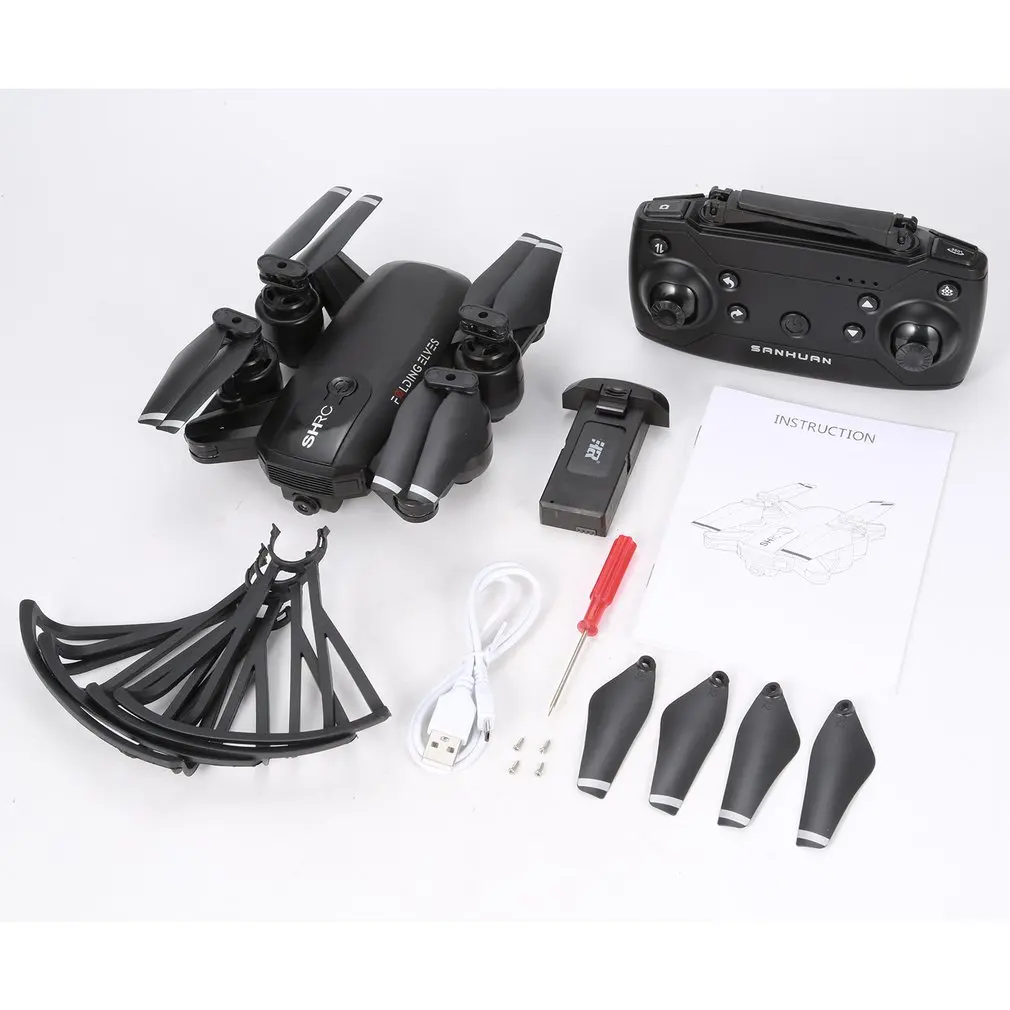 black two Batteries H1W Радиоуправляемый Дрон Квадрокоптер 1080P 2,4G Wifi FPV самолет оптическое позиционирование Безголовый один ключ возврат складной VR живой полет - Цвет: black two Batteries