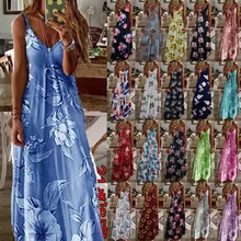 Robe longue à glissière Boho, 21 couleurs différentes, tunique Maxi, col en V, imprimé Floral, été robes de grande taille S-8XL WDC5155
