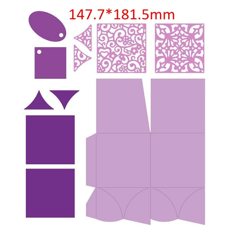 3D Foldable Gift Box Elegant Flower Pattern Metal Cutting Dies Scrapbooking Album Paper DIY Card Crafts New