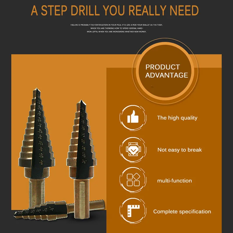 5 шт. ступенчатое сверло с алюминиевой коробкой спиральное Рифленое центральное