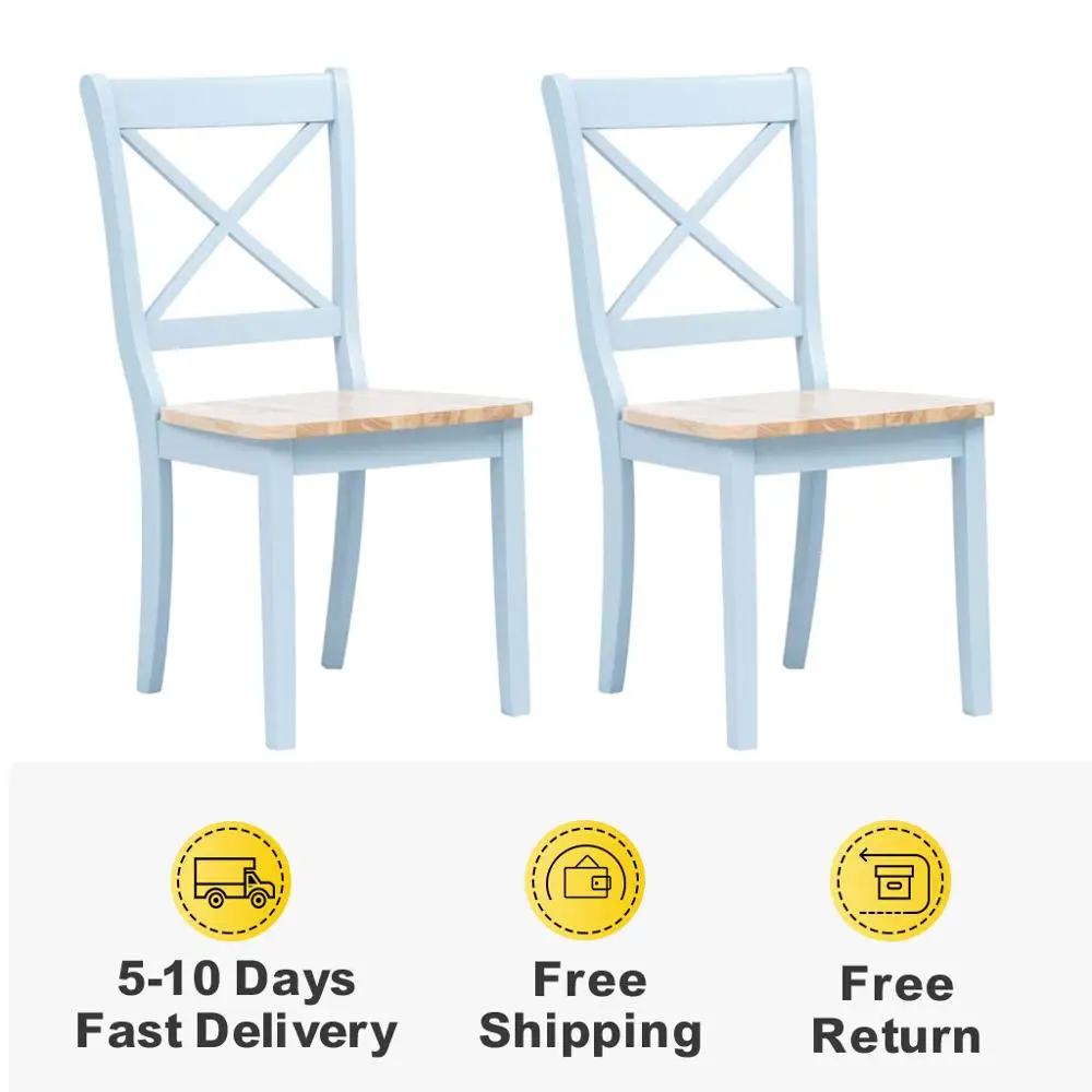 Современные обеденные стулья из твердой прорезиненной древесины 2 шт. для