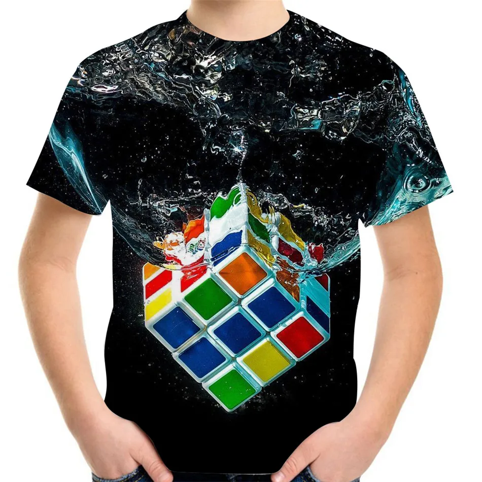 Boys 4-13Y Funny Rubik's Cube Pocket 3D Shirt
