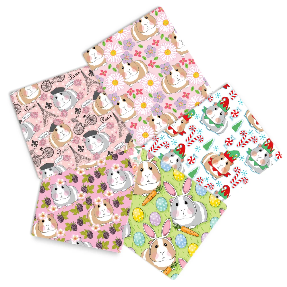 Patchwork Guinea cerdo impreso tela de algodón de poliéster de coser tejidos acolchados Material de costura DIY hecho a mano 1Yc13732