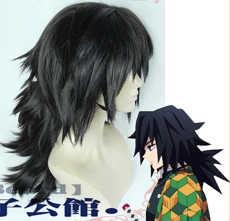 Demon Slayer Kimetsu no Yaiba Tomioka Giyuu Wig Heat Resistant Hair Detachable Ponytail Cosplay Costume Wigs + Cap | Тематическая