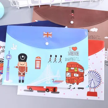 

1 Pcs Cartoon A4 English Soldiers PVC Document Bags Buckle File Folder Document Filing Bag Stationery Storage Organizer Gifts