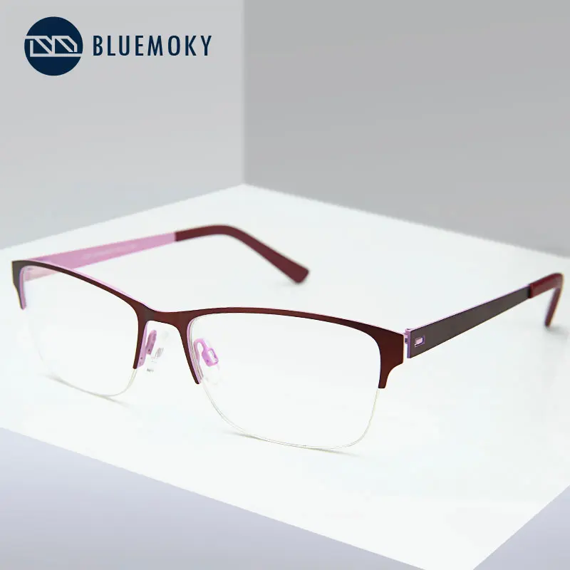 Мужские Оптические очки для близорукости BLUEMOKY металлические Полуободковые