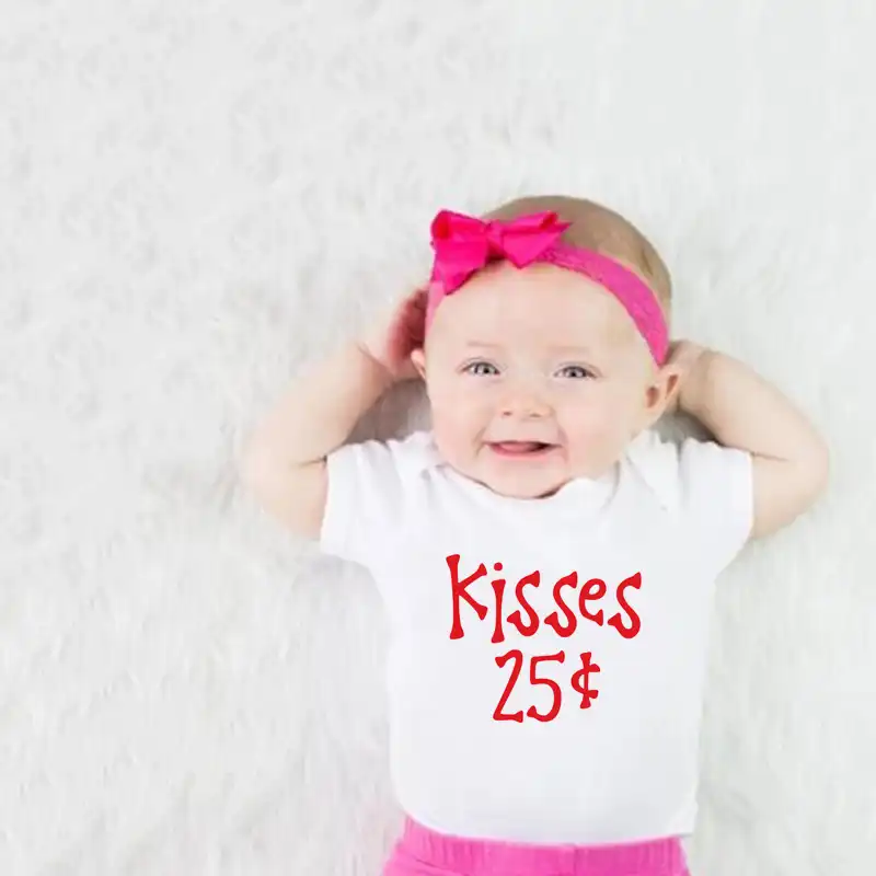 Kisses 25 Cents Baby Boys Girls Valentine S Day Romper Valentine