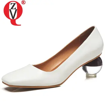 

ZVQ wedding women's shoes 2019 spring summer Cinderella Crystal Shoes beige genuine cow leather fashion 5cm ihgh heels pumps