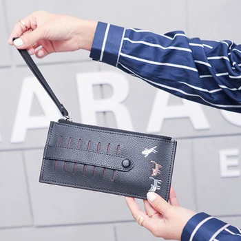 

pink/ Black Color Women's Cute Kitten Print Lady Purse Long Wallet Holder Billfold Purse Designer Wallets High Quality Bags