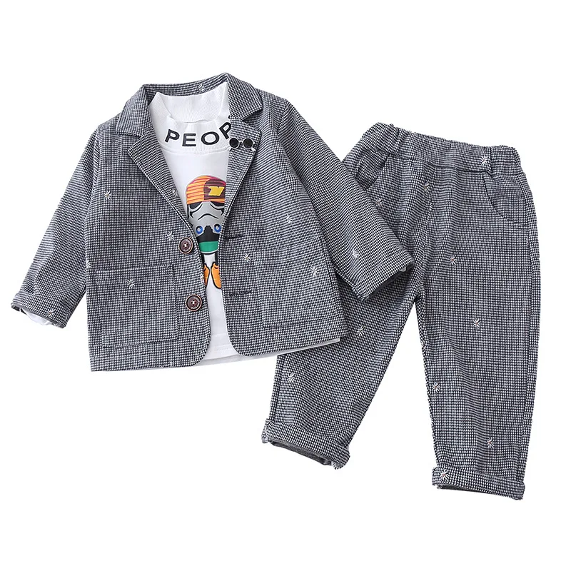 

New Spring Autumn Baby Clothing Suit Children Boys Cotton Coat T-shirt Pants 3Pcs/Sets Toddler Gentleman Clothes Kids Tracksuits