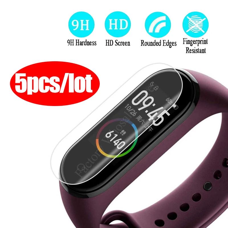Защитная пленка на весь экран для Xiaomi Mi band 4 5 шт. 9D не стекло|Смарт-аксессуары| |