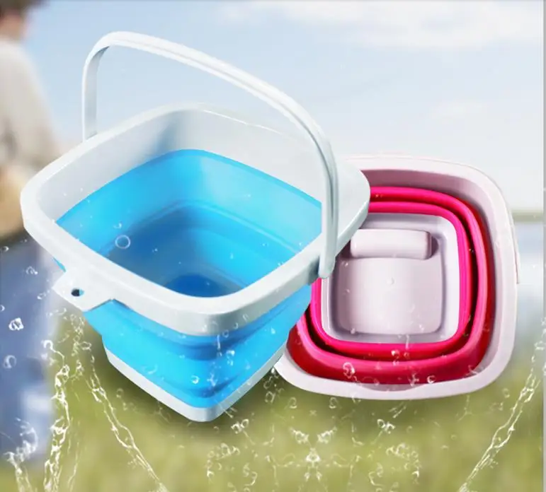 

High Quality 10L Square Bucket Portable Folding Washing Hands Basin Foldable Camping Outdoor Fishing Sink Storage Water