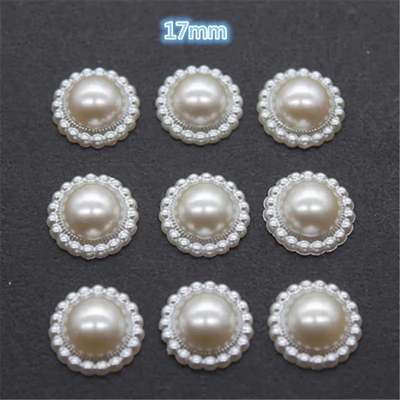 50pcs 17mm Half Round Ivory Resin ABS Sunflower Pearls Gems Craft Decoration DIY Laptop Accessories | Дом и сад