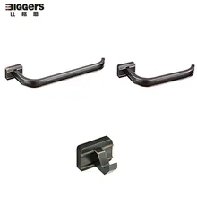 biggers Черный Бронзовый Отделка медные аксессуары для ванной набор 3 шт полотенца кольцо туалетной бумаги держатель халат крючок