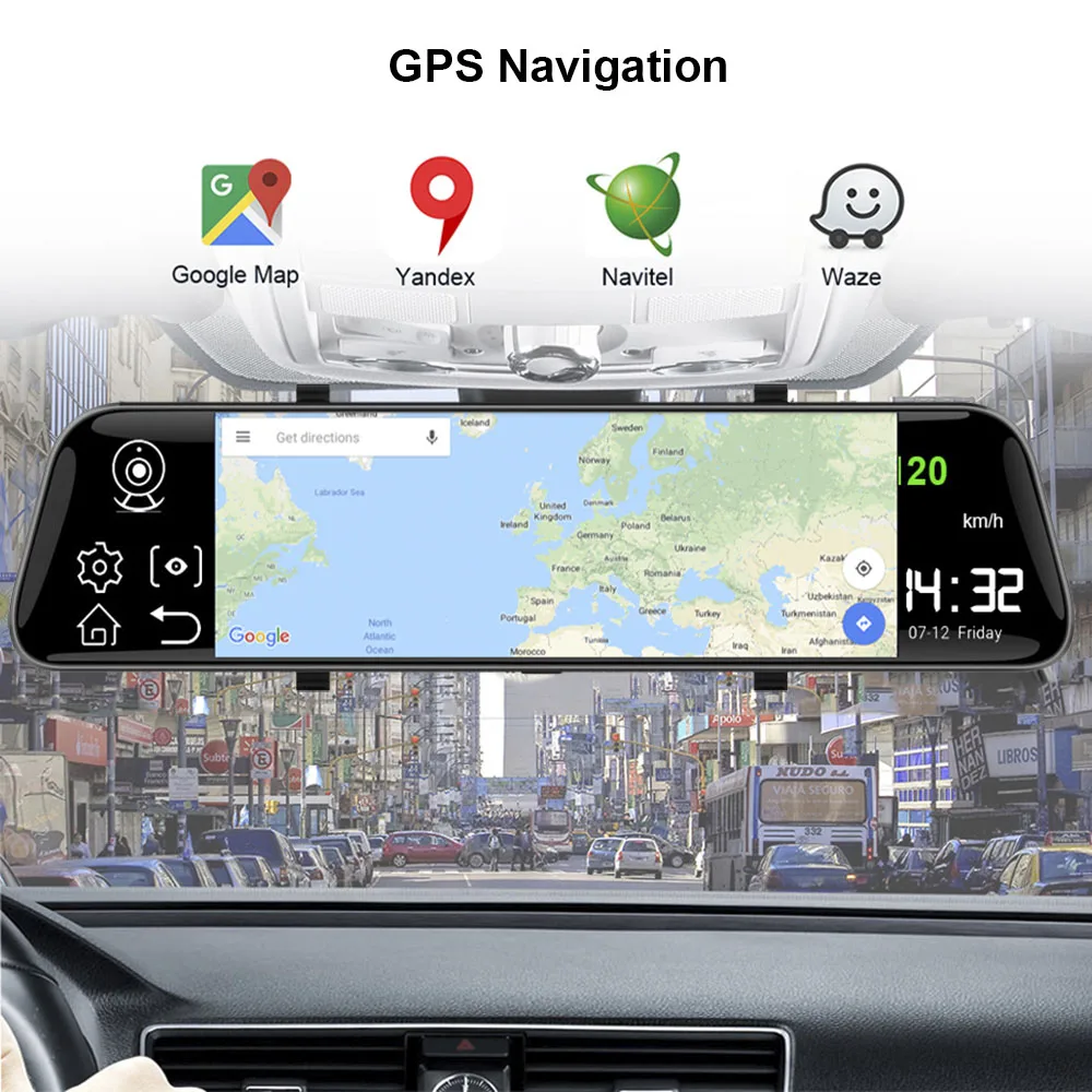 HGDO 12'' 4G ADAS Car DVR Camera Android 8.1 Stream Media Rear View Mirror FHD 1080P WiFi GPS Dash Cam Registrar Video Recorder