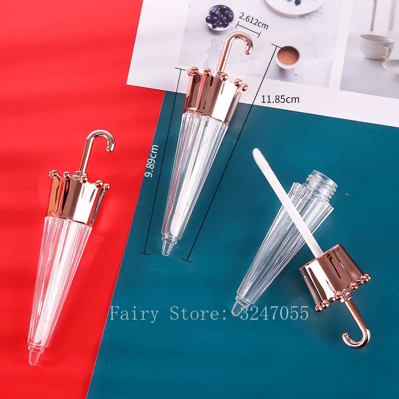 

10-100pcs 5.5ml Rose Gold Umbrella Shaped Lip Gloss Tube Empty Lipgloss Tube Lip Glaze Containers Lipstick Lipgloss Bottles