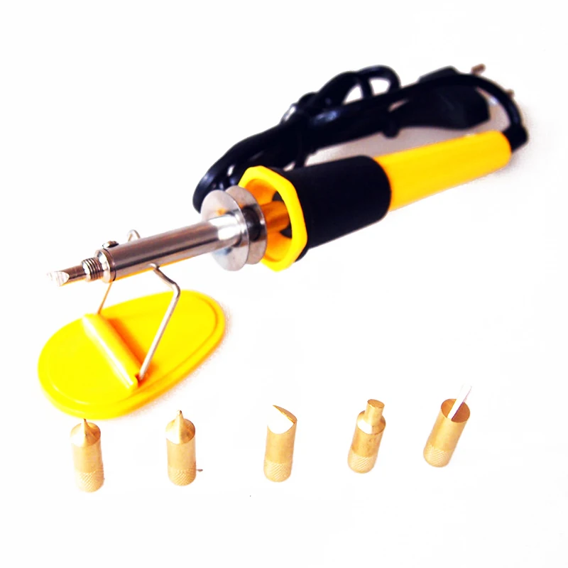 LAMEZIA 110V 220V 40W Pyrography Tool 5 Soldering Iron Tips Wood electric Hot Burning Pen Carving Set